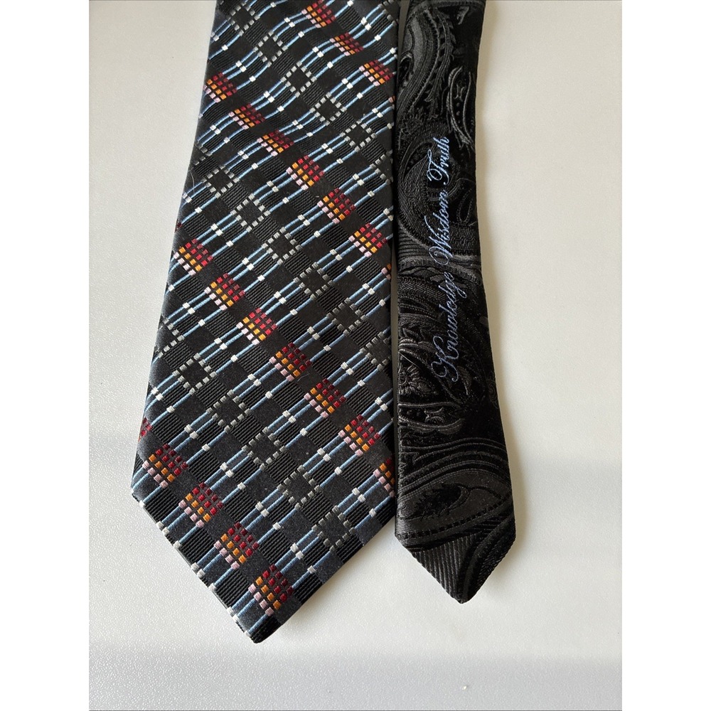 Robert Graham-100% Silk Tie Necktie Red Royal Blue Geometric Vintage